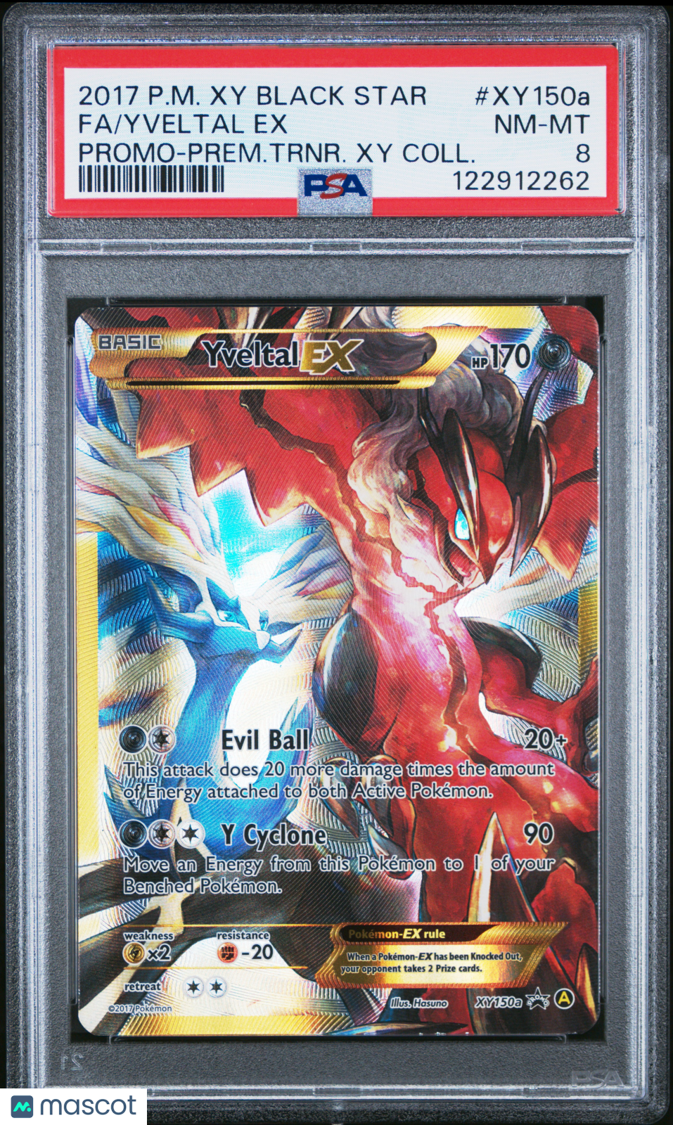 2017 Pokemon Xy Black Star Promo Yveltal EX #XY150a Fa Promo-Prem.Trnr. Xy Coll. PSA 8