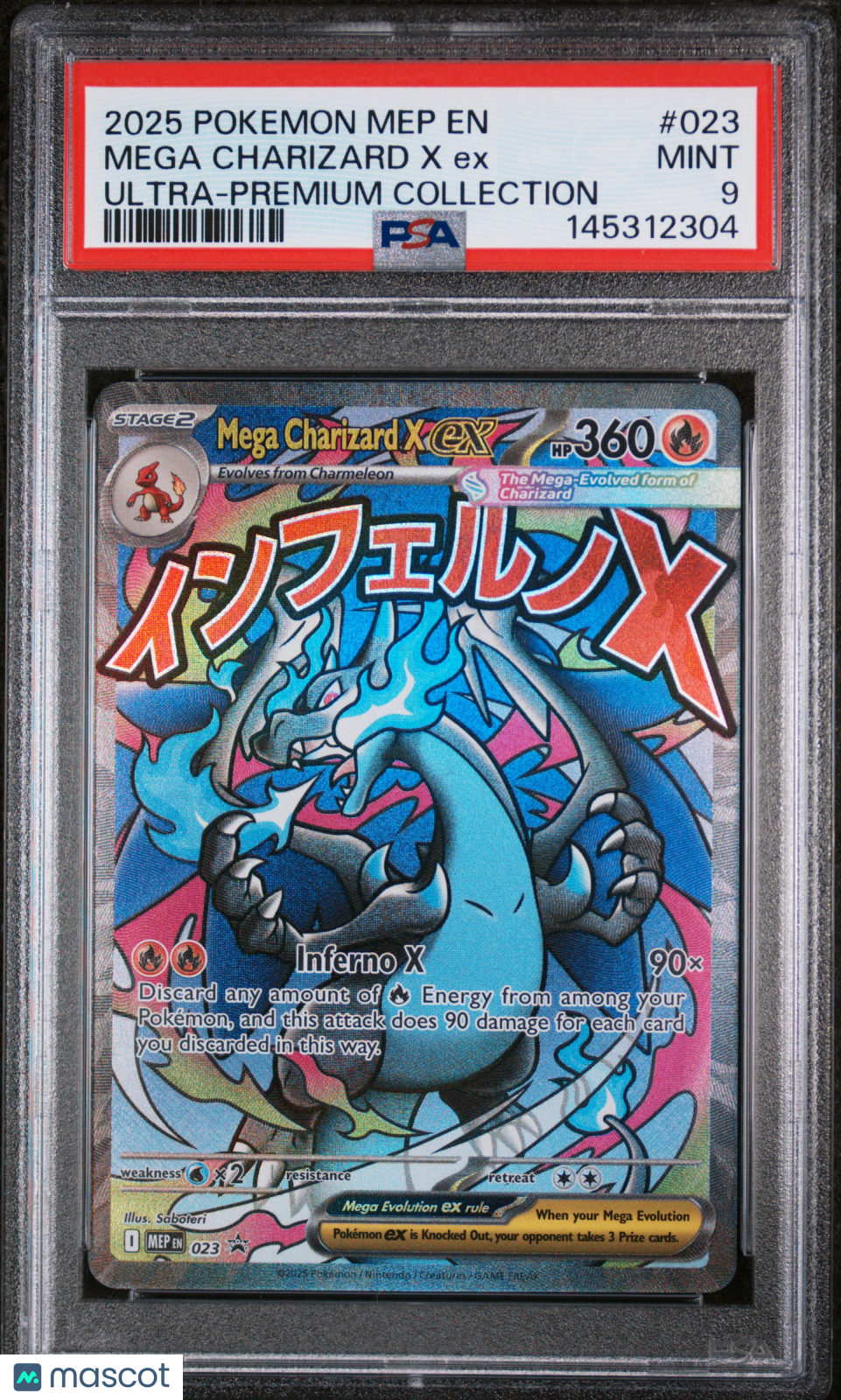 2025 Pokemon Mep EN-Me Black Star Promo Mega Charizard X EX #023 Ultra-Premium Collection PSA 9
