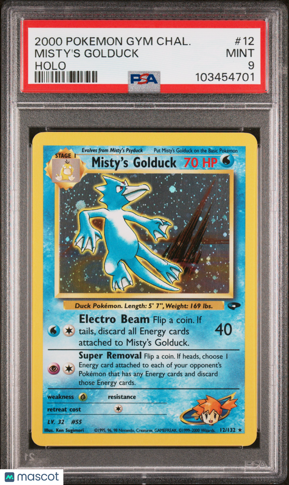 2000 Pokemon Gym Challenge Misty's Golduck #12 Holo PSA 9