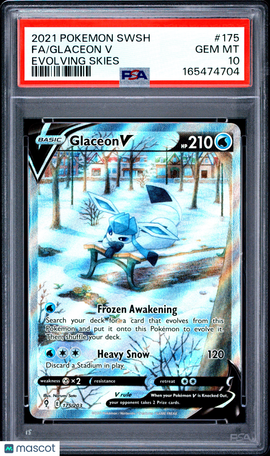 2021 Pokemon Sword & Shield Evolving Skies Glaceon V #175 Evolving Skies Fa PSA 10