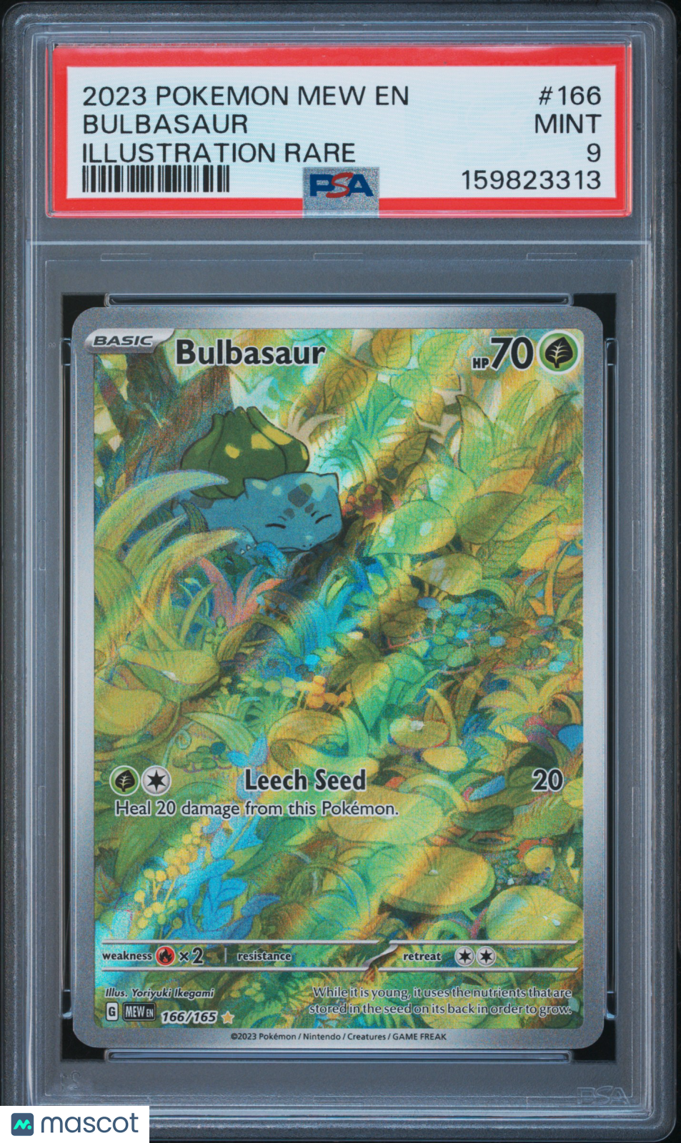 2023 Pokemon Mew EN-151 Bulbasaur #166 Illustration Rare PSA 9