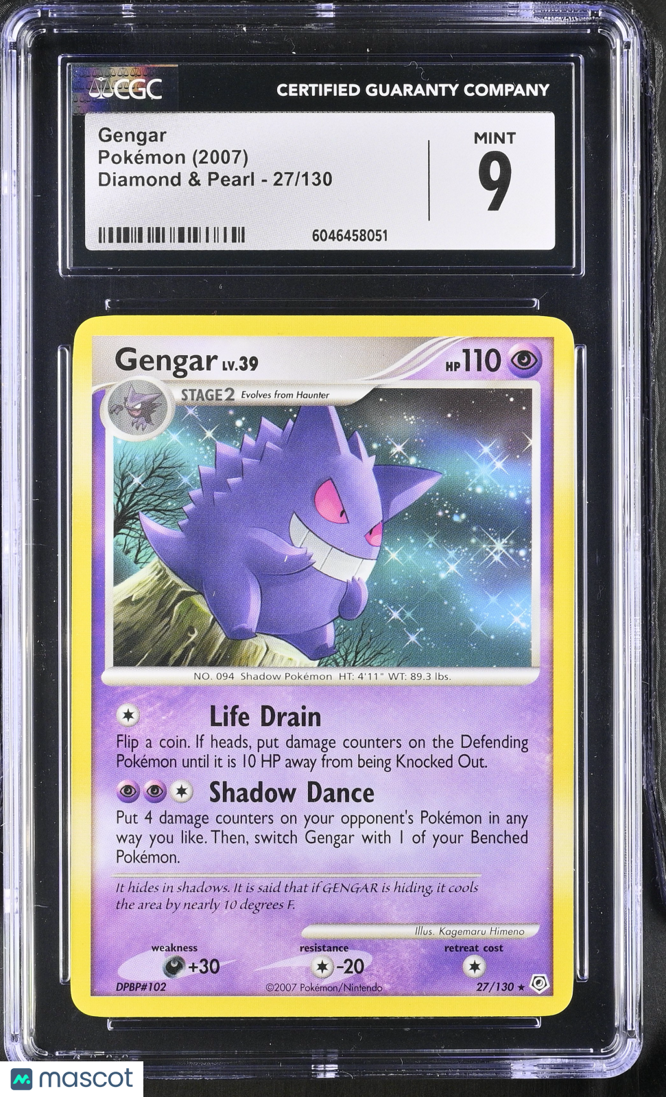 2007 Pokemon Gengar #27/130 CGC 9