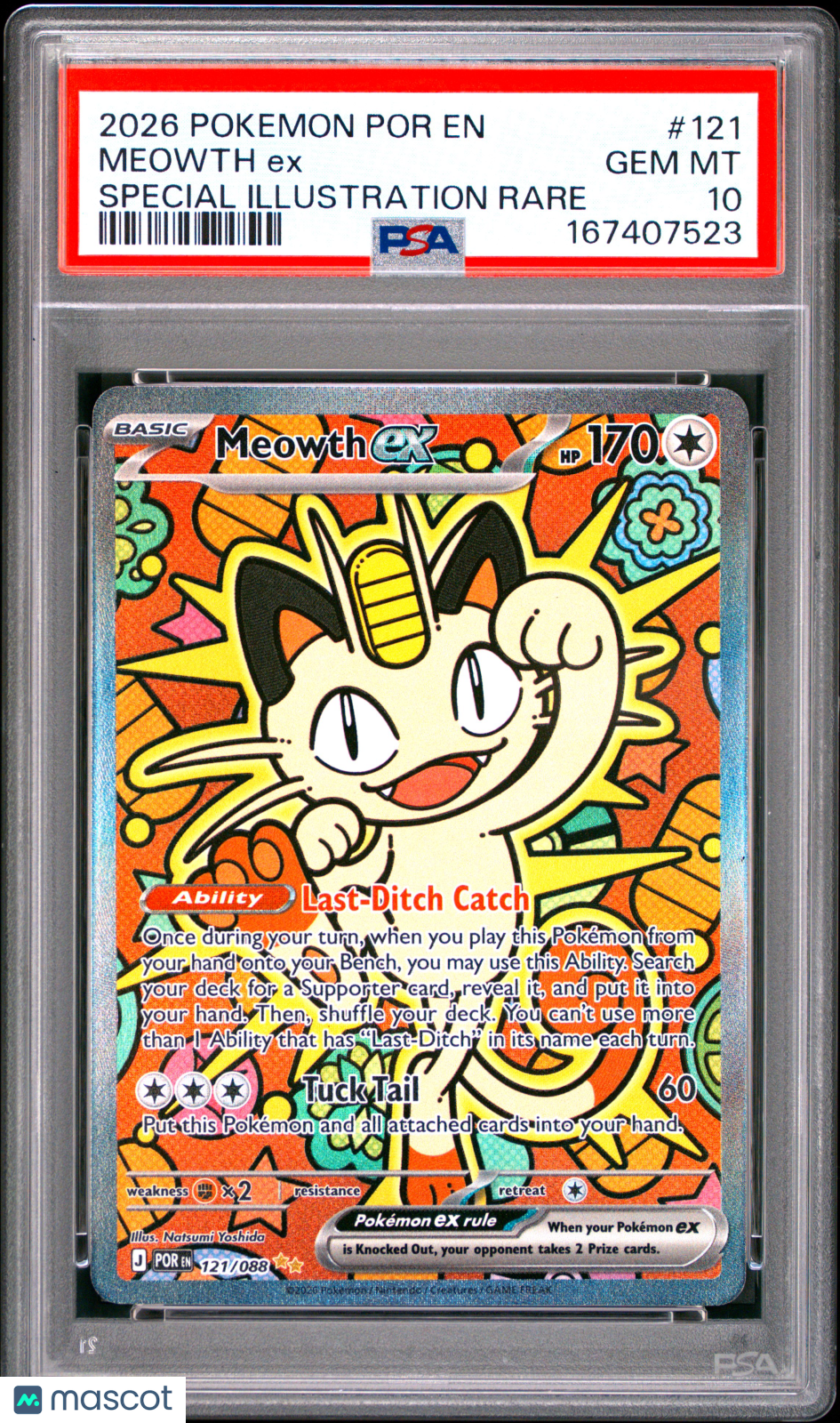 2026 Pokemon Por EN-Perfect Order Meowth EX #121 Special Illustration Rare PSA 10