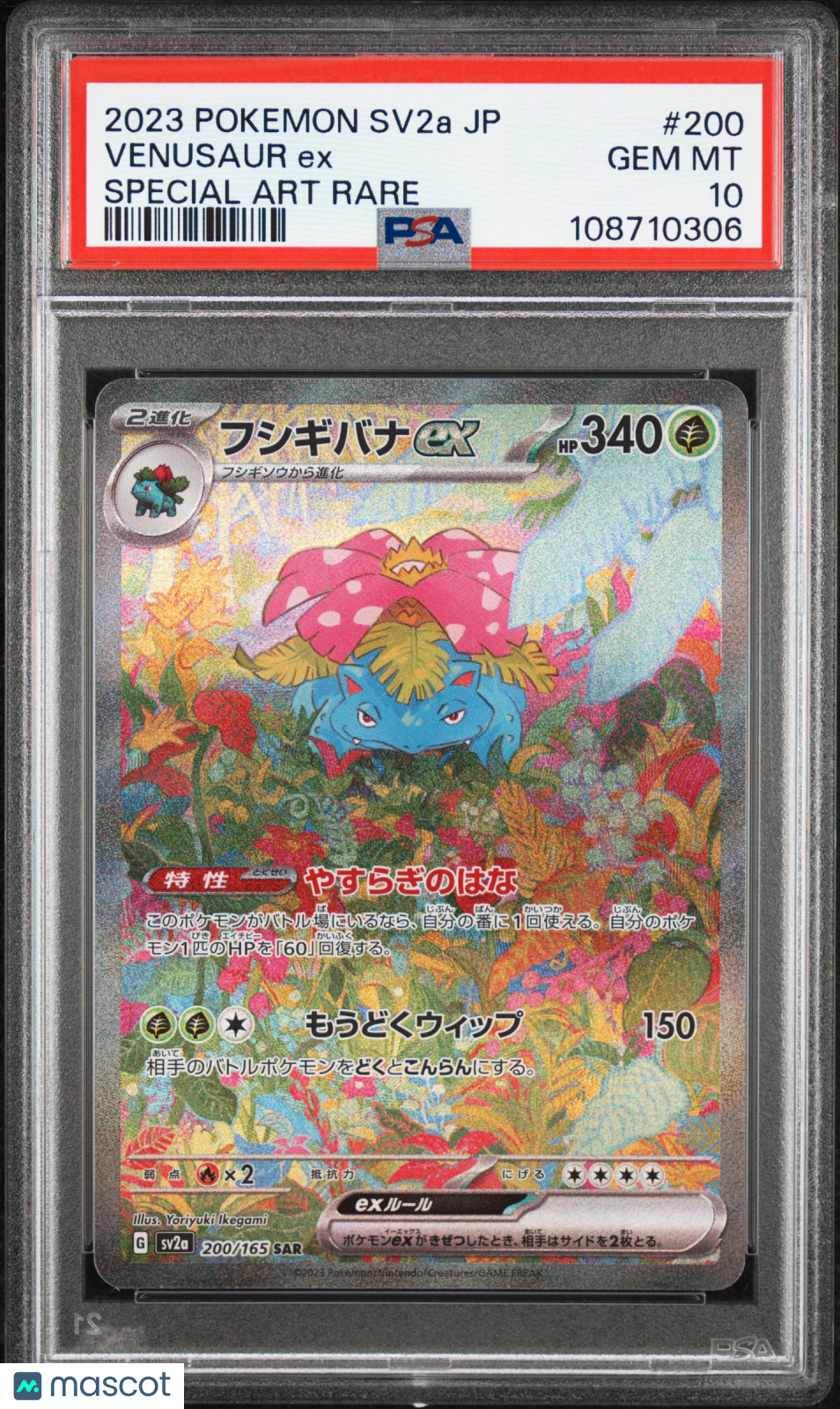 2023 Pokemon Japanese Sv2a-Pokemon Card 151 Venusaur EX #200 Japanese Special Art Rare PSA 10