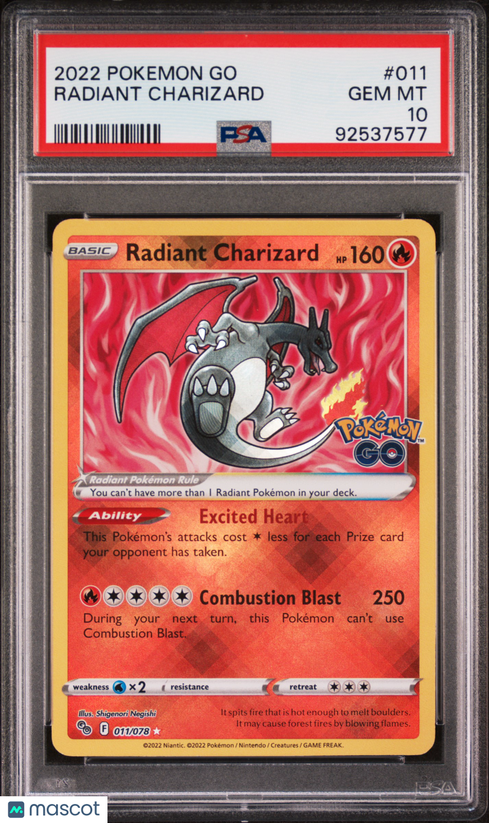 2022 Pokemon Go Radiant Charizard #011 PSA 10
