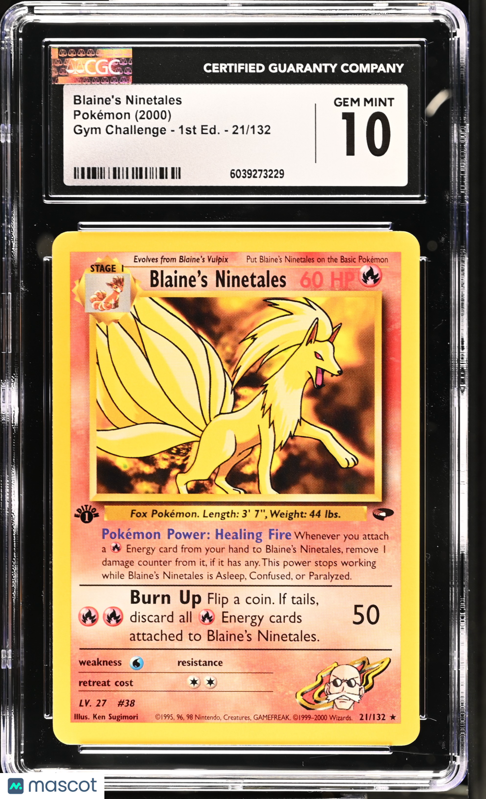 2000 Pokemon Blaine's Ninetales #21/132 1st Edition CGC 10