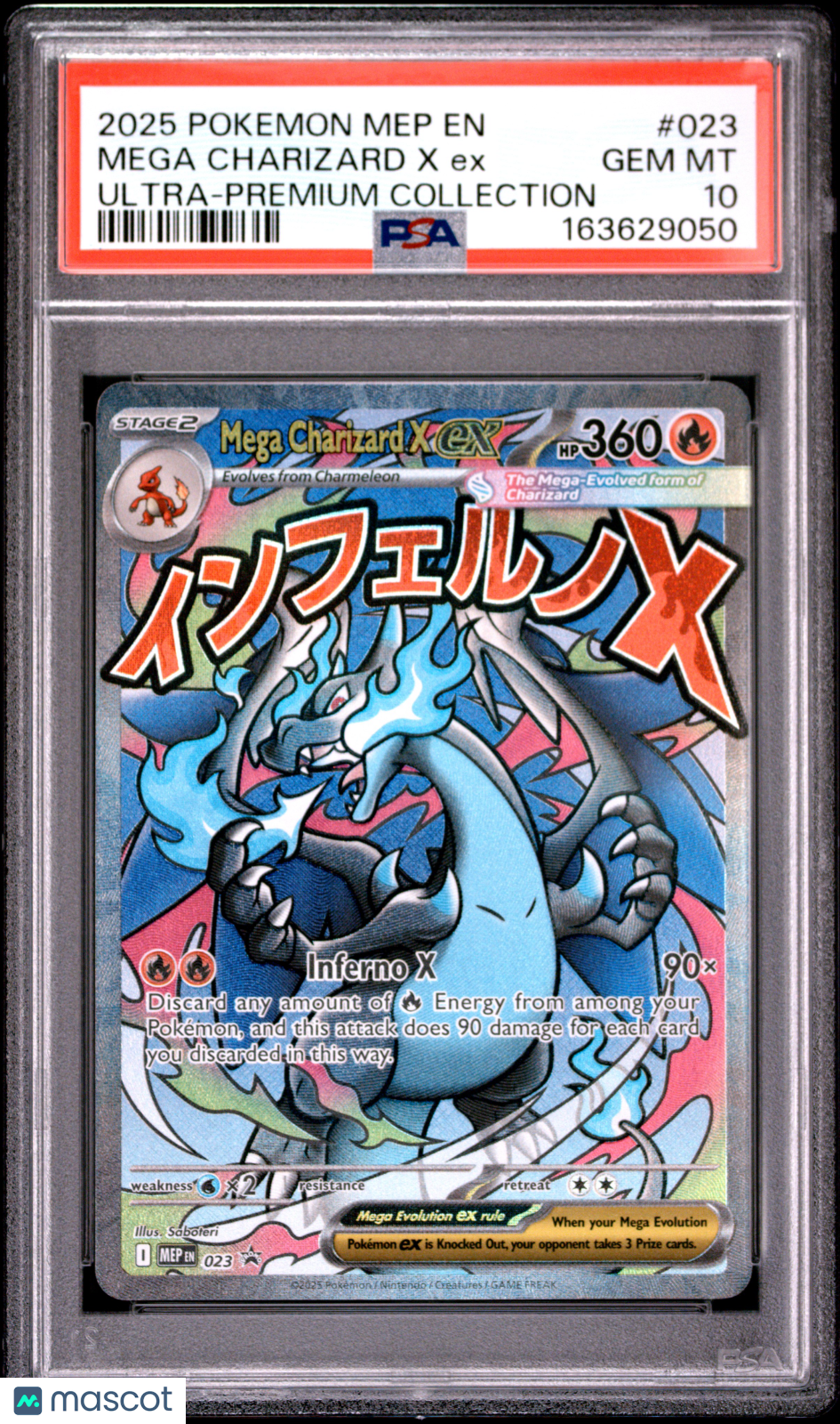 2025 Pokemon Mep EN-Me Black Star Promo Mega Charizard X EX #023 Ultra-Premium Collection PSA 10