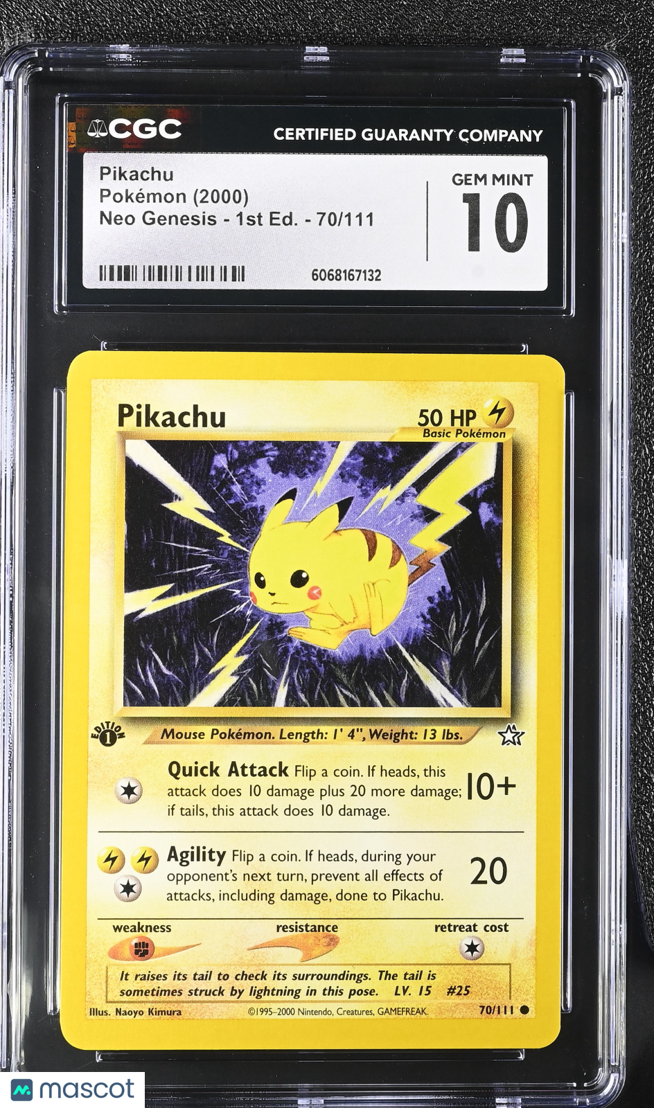 2000 Pokemon Pikachu #70/111 1st Edition CGC 10