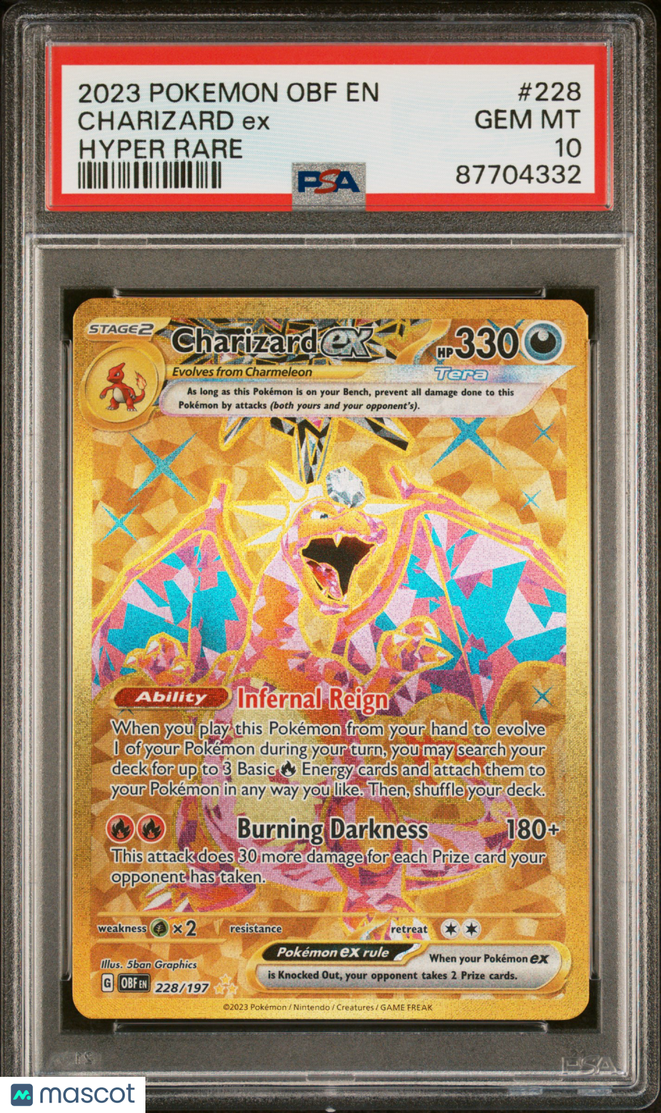 2023 Pokemon Obf EN-Obsidian Flames Charizard EX #228 Hyper Rare PSA 10