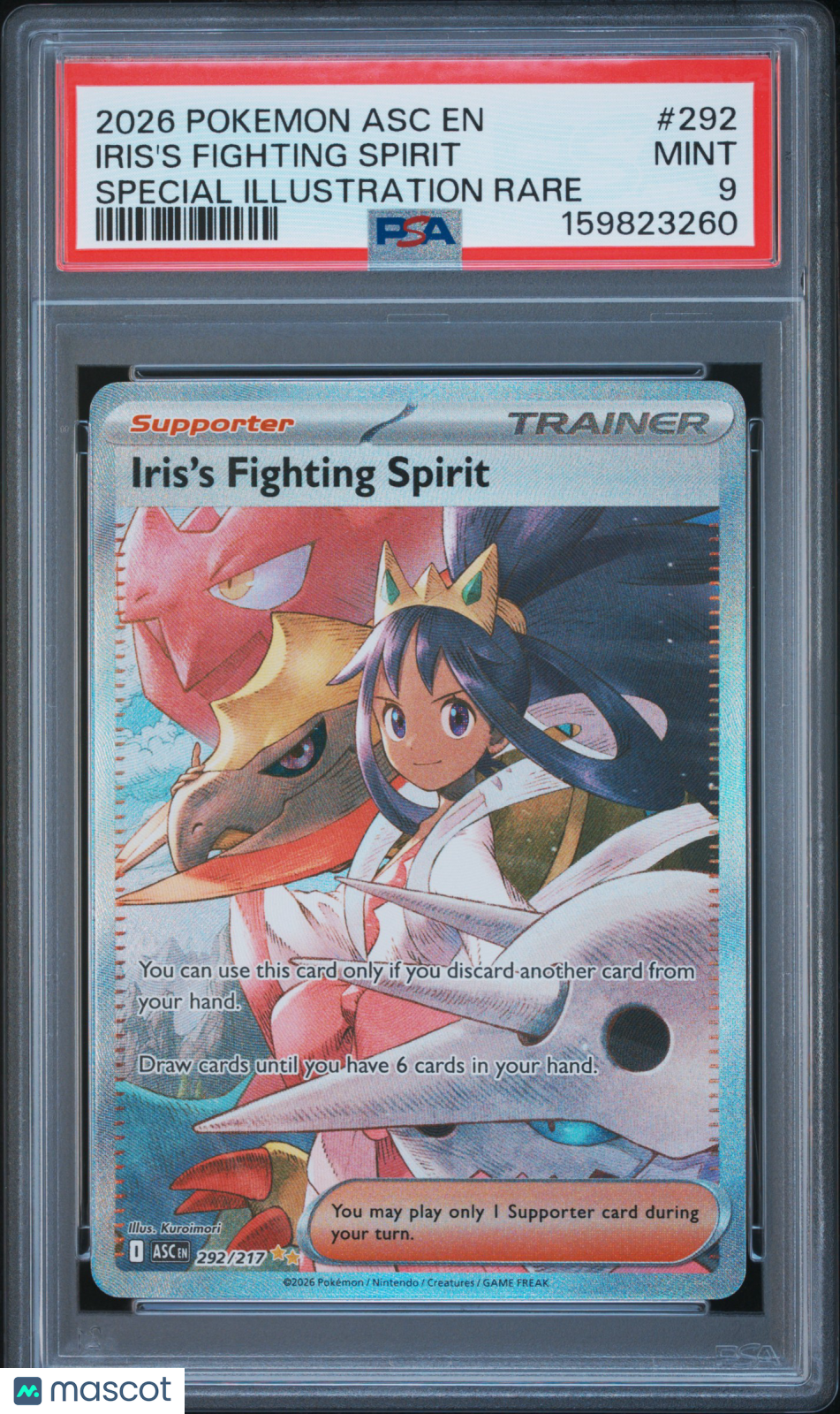 2026 Pokemon Asc EN-Ascended Heroes Iris's Fighting Spirit #292 Special Illustration Rare PSA 9