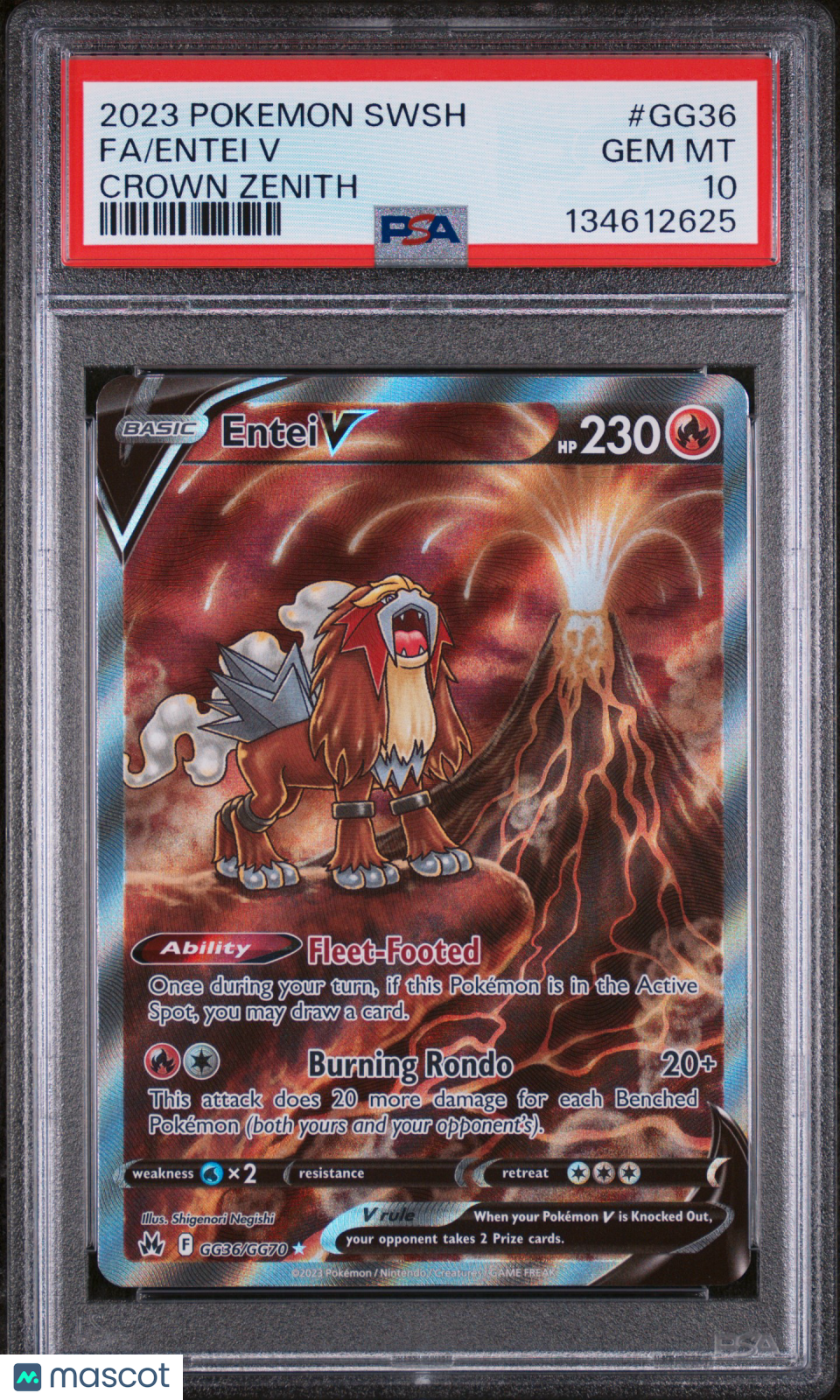 2023 Pokemon Sword And Shield Crown Zenith Entei V #GG36 Fa Crown Zenith PSA 10