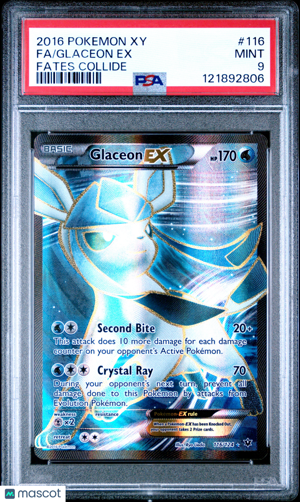 2016 Pokemon Xy Fates Collide Glaceon EX #116 Fa Fates Collide PSA 9