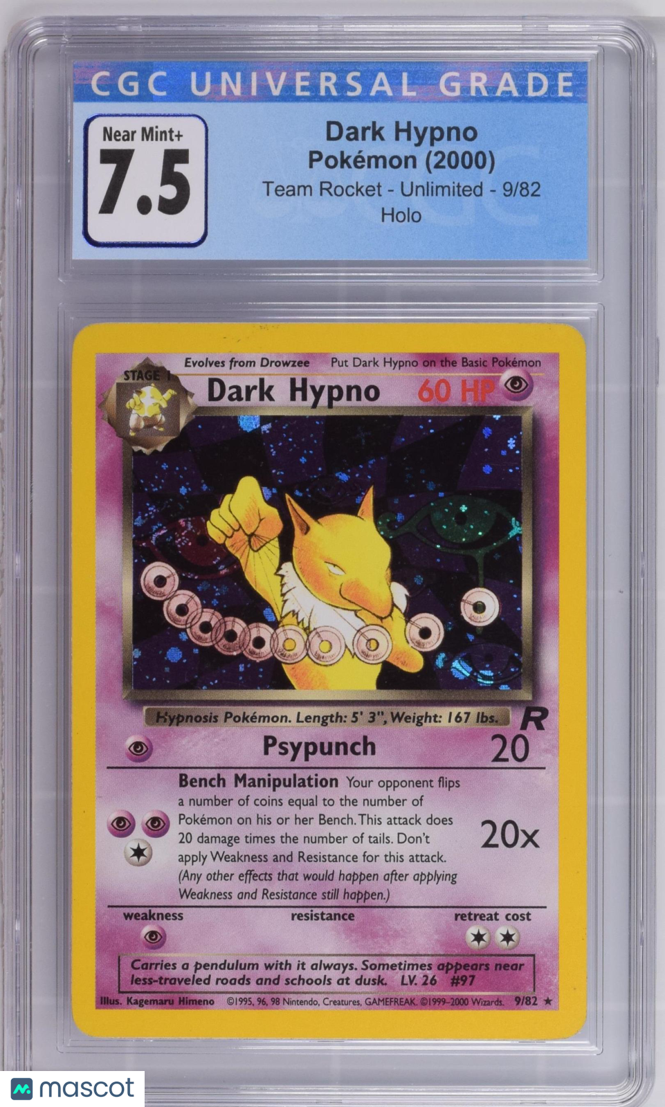2000 Pokemon Dark Hypno #9/82 CGC 7.5