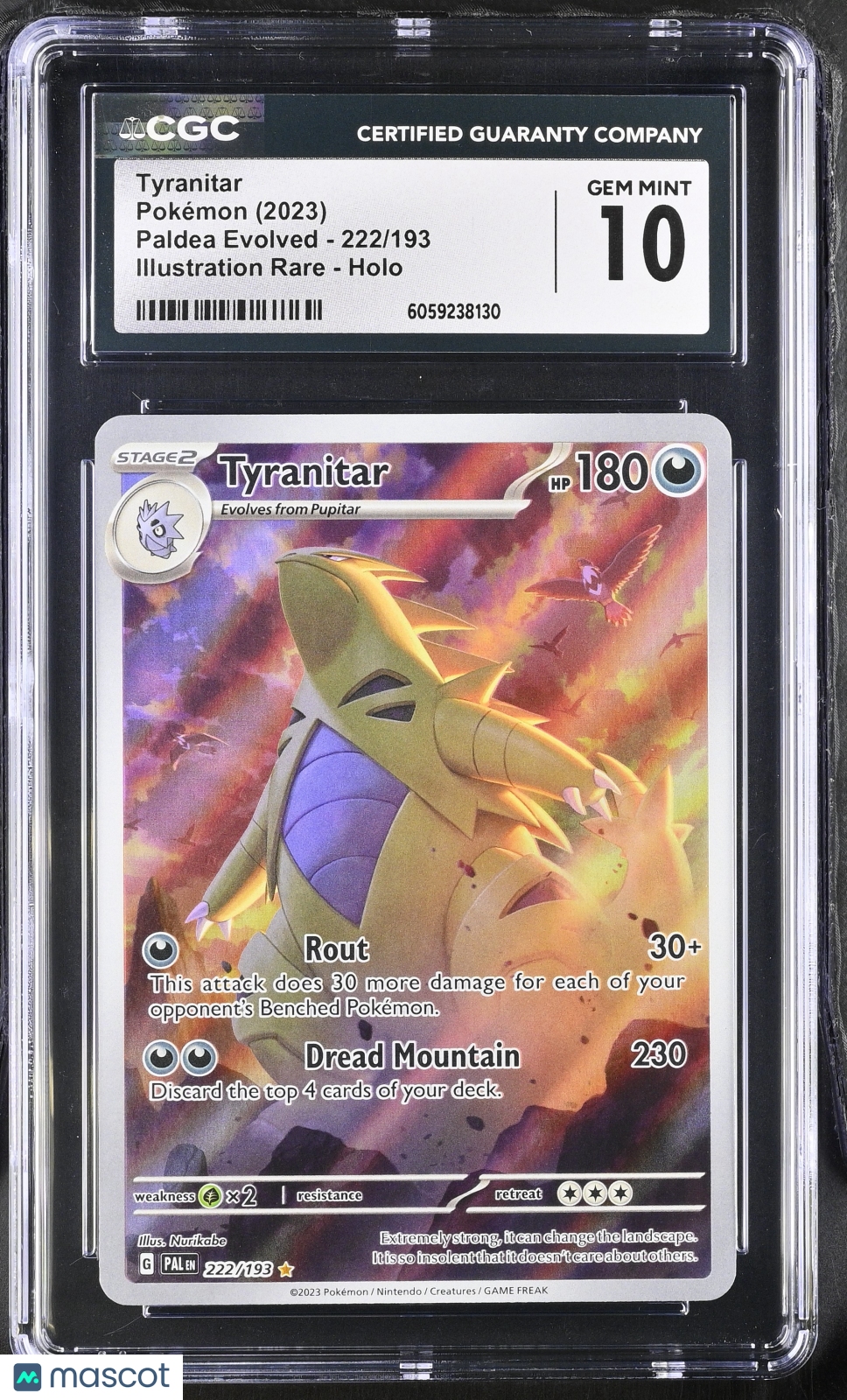 2023 Pokemon Tyranitar #222/193 Illustration Rare CGC 10