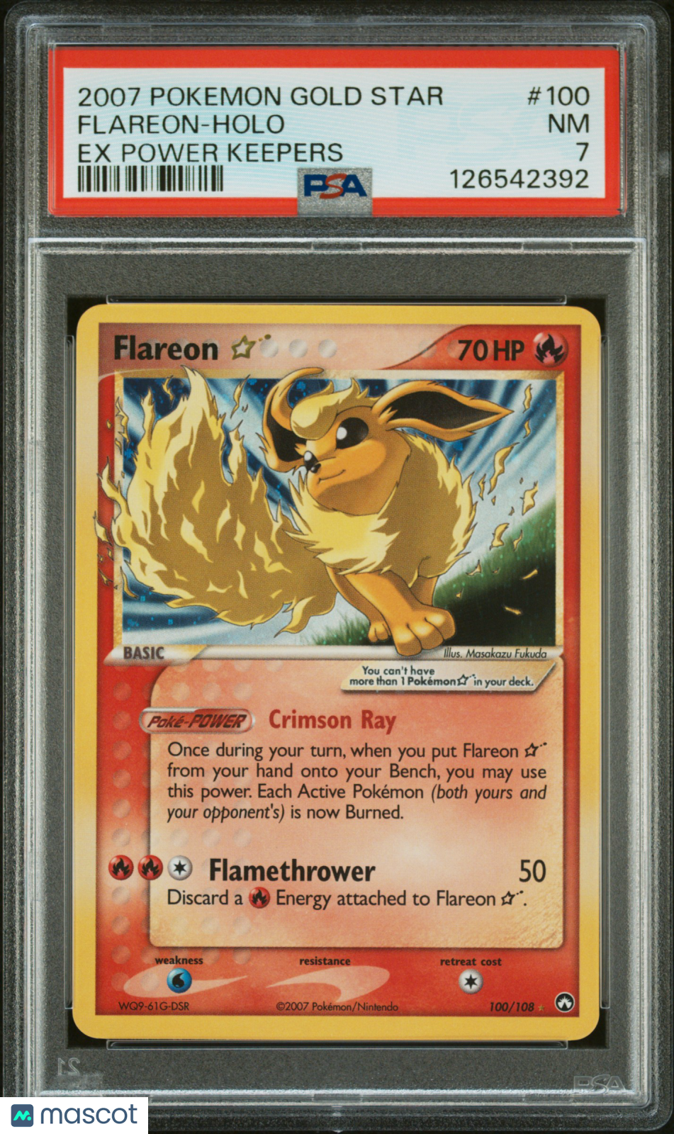 2007 Pokemon EX Power Keepers Flareon #100 EX Power Keepers PSA 7