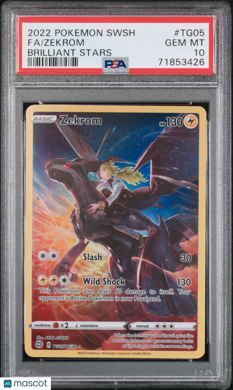 2022 Pokemon Sword & Shield Brilliant Stars Zekrom #TG05 Fa Brilliant Stars PSA 10
