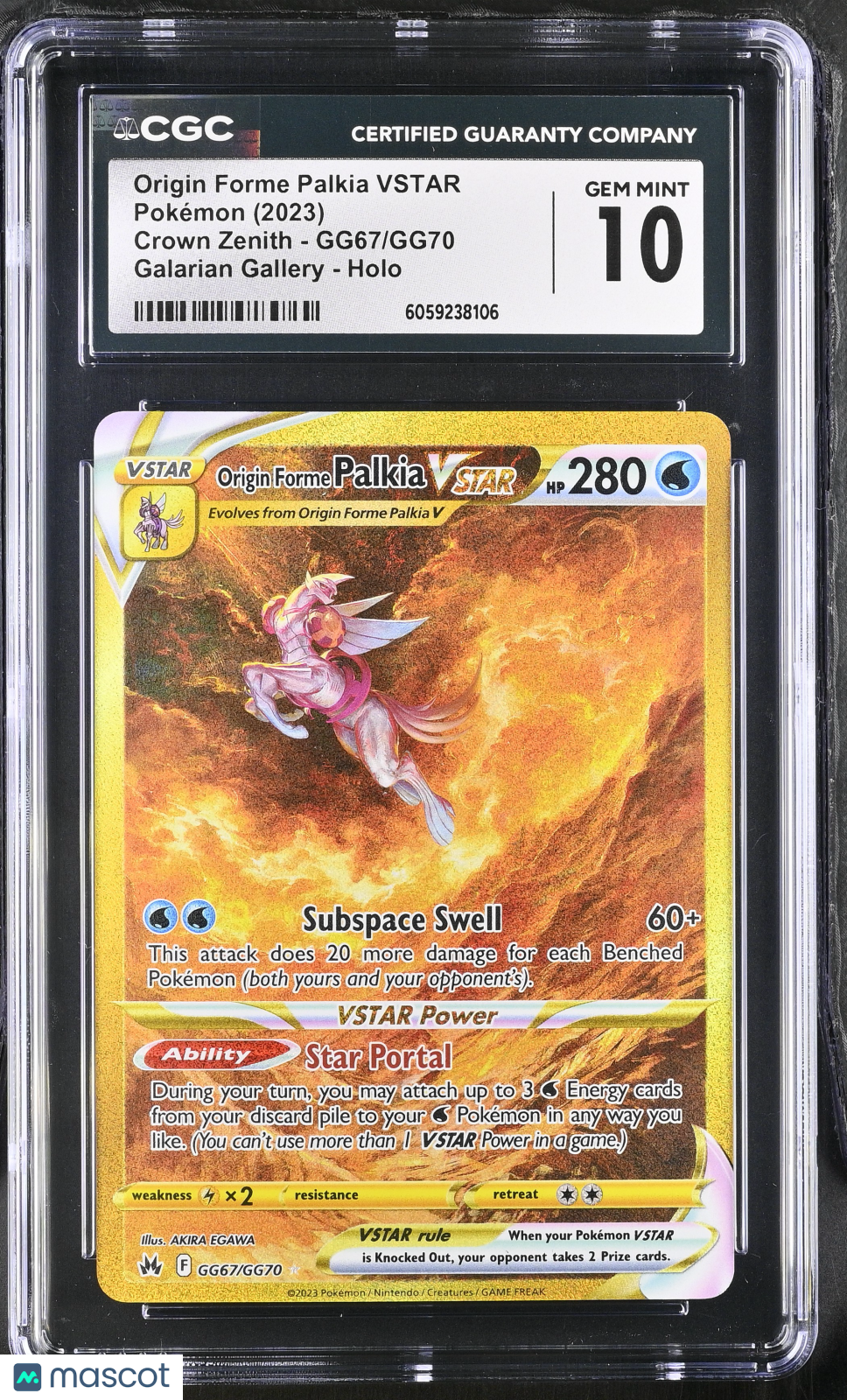 2023 Pokemon Origin Forme Palkia VSTAR #GG67/GG70 CGC 10