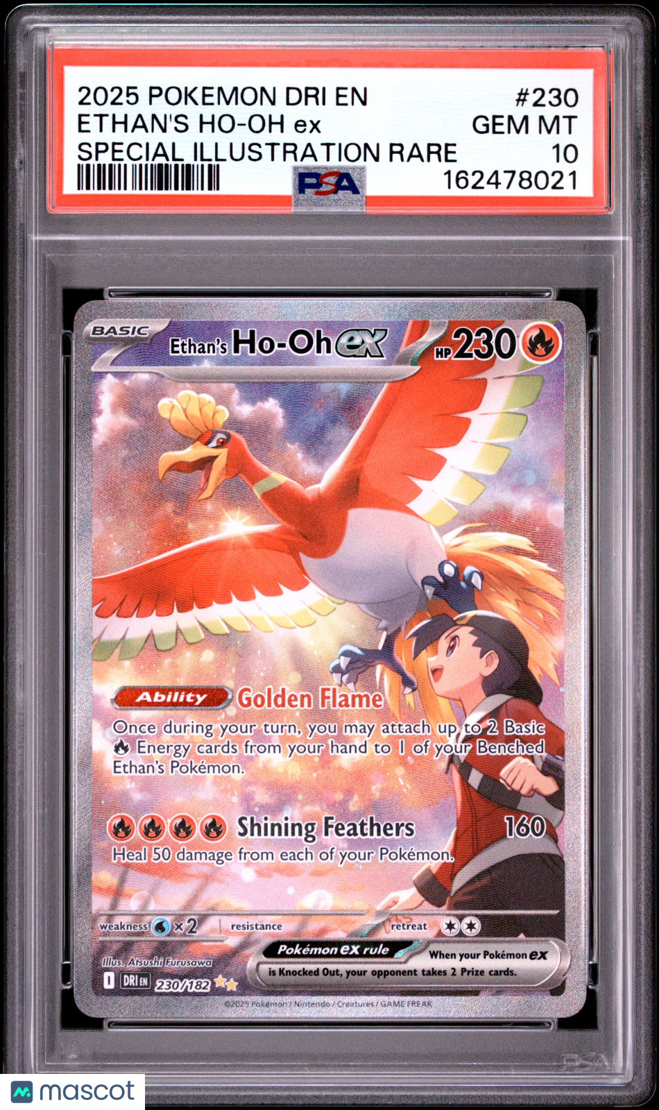 2025 Pokemon Dri EN-Destined Rivals Ethan's Ho-Oh EX #230 Special Illustration Rare PSA 10
