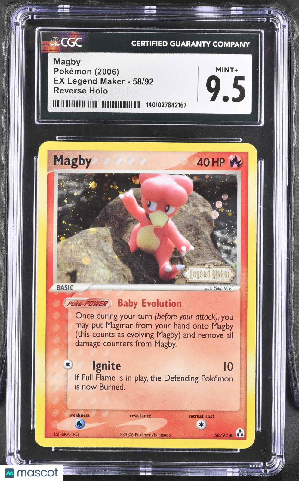 2006 Pokemon Magby #58/92 58/92 CGC 9.5