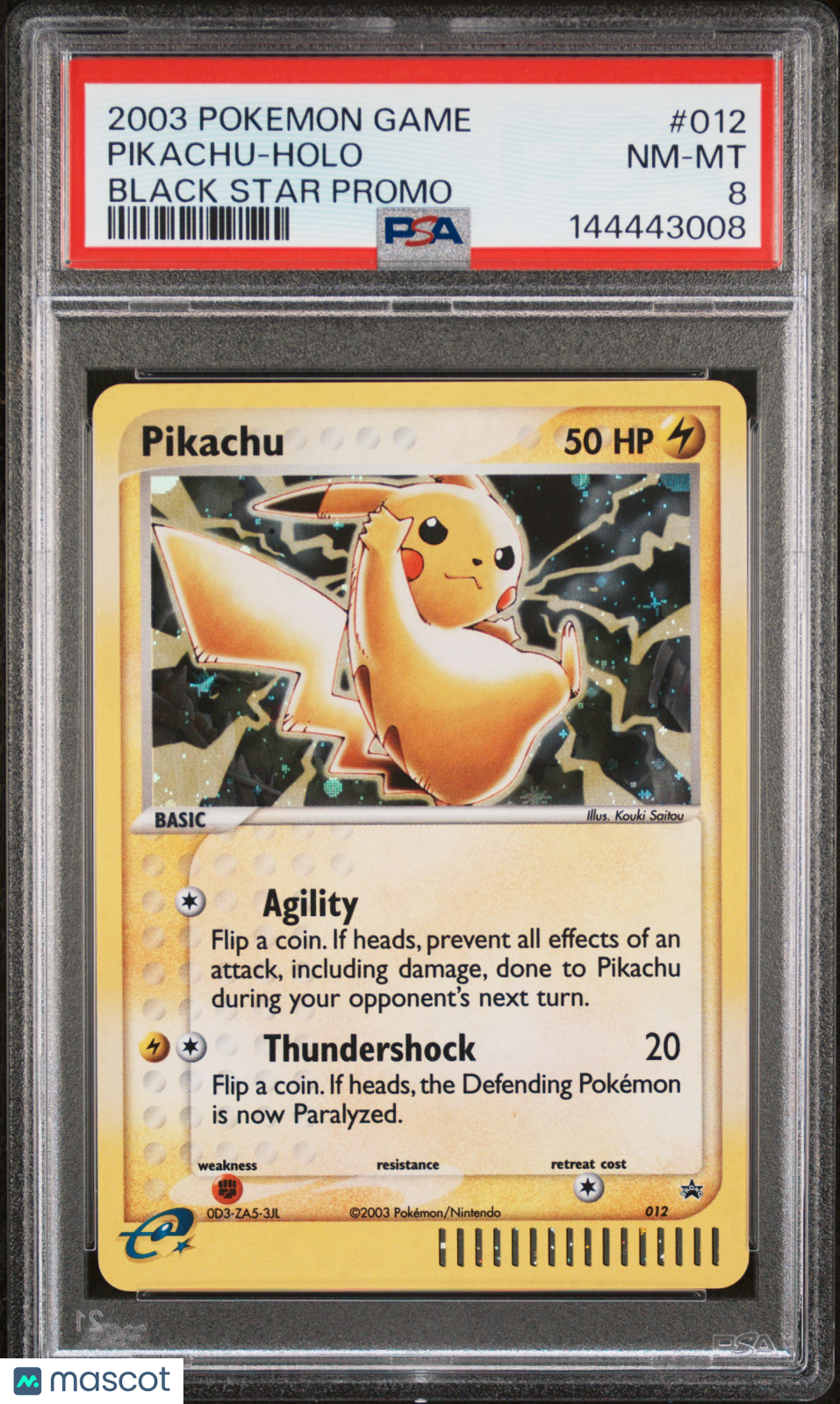 2003 Pokemon Black Star Promo Pikachu #012 Black Star Promo PSA 8