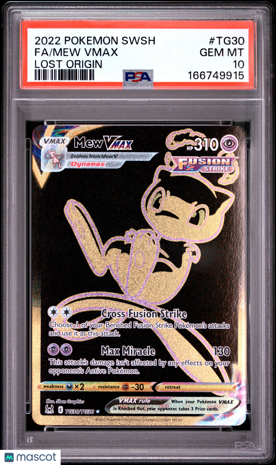 2022 Pokemon Sword & Shield Lost Origin Mew VMAX #TG30 Fa Lost Origin PSA 10