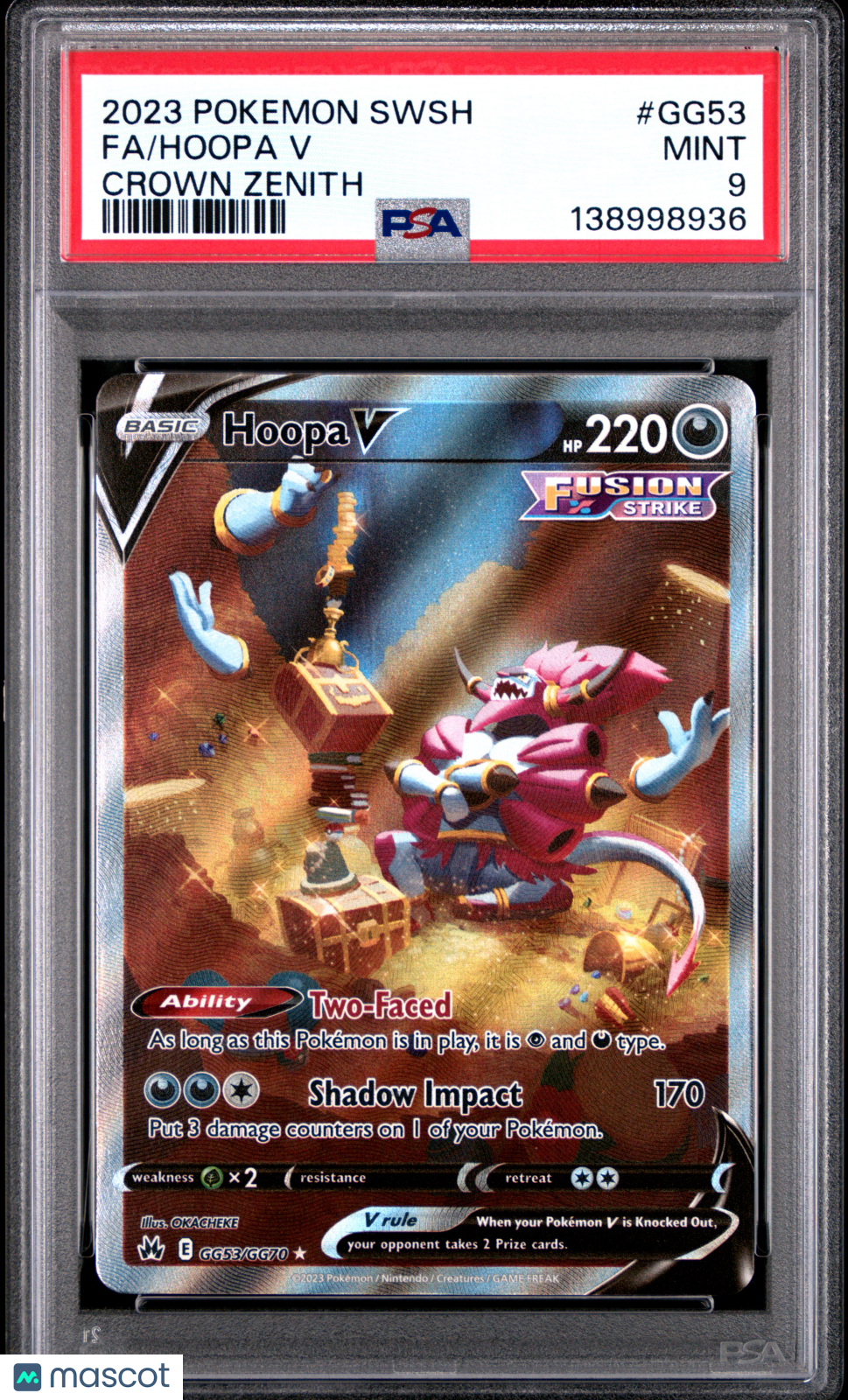 2023 Pokemon Sword And Shield Crown Zenith Hoopa V #GG53 Fa Crown Zenith PSA 9