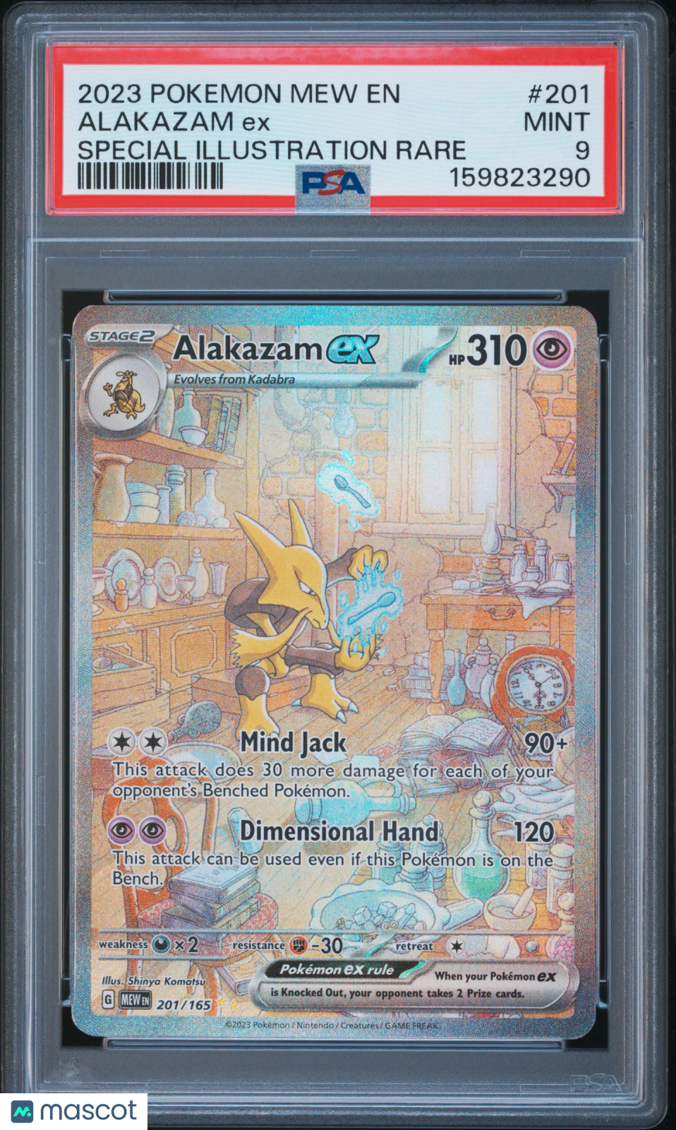 2023 Pokemon Mew EN-151 Alakazam EX #201 Special Illustration Rare PSA 9