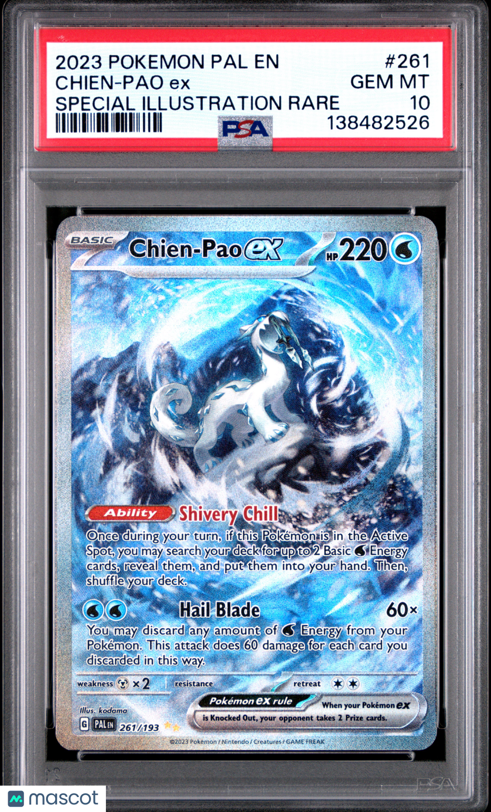 2023 Pokemon Pal EN-Paldea Evolved Chien-Pao EX #261 Special Illustration Rare PSA 10