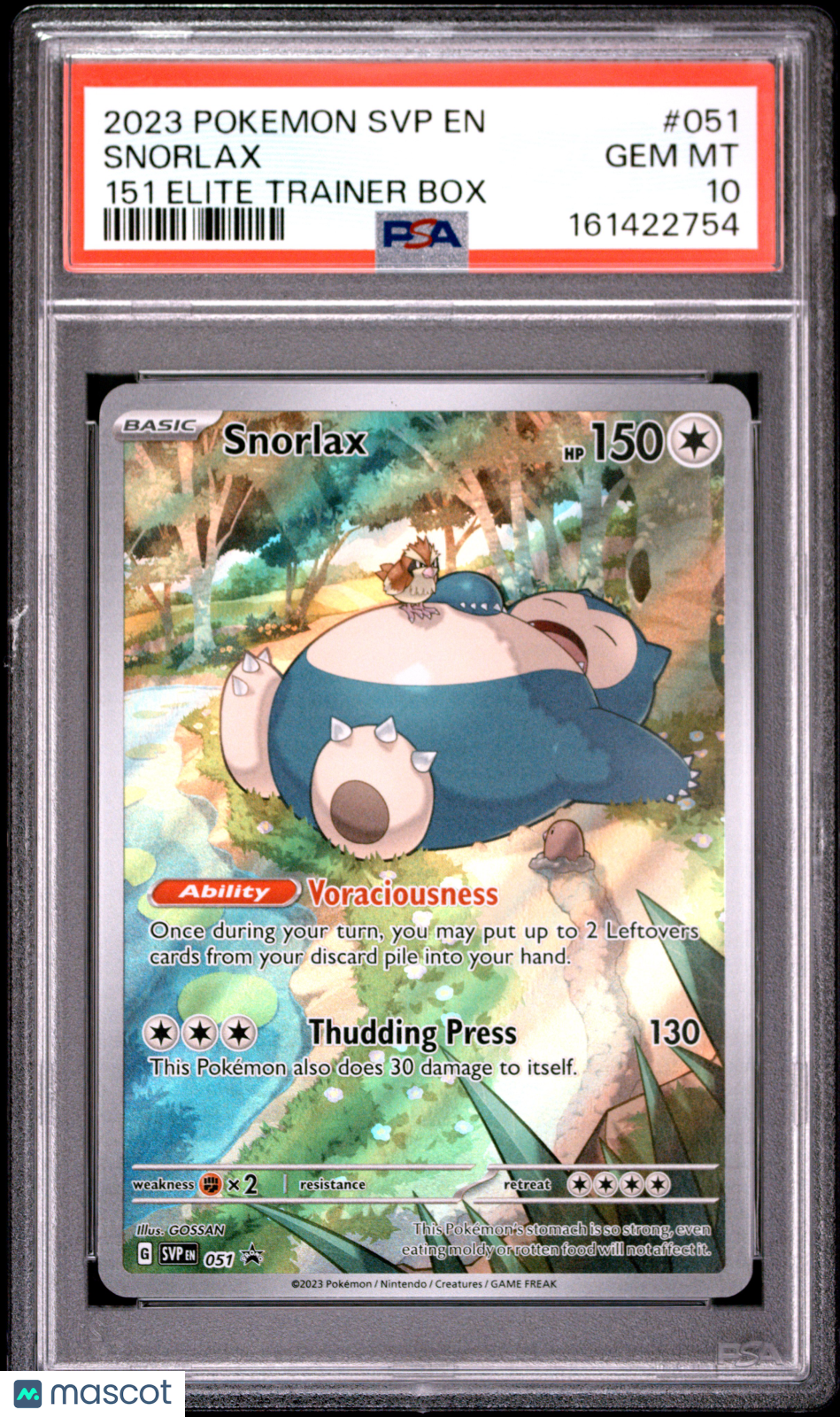 2023 Pokemon SVP EN-SV Black Star Promo Snorlax #051 151 Elite Trainer Box PSA 10