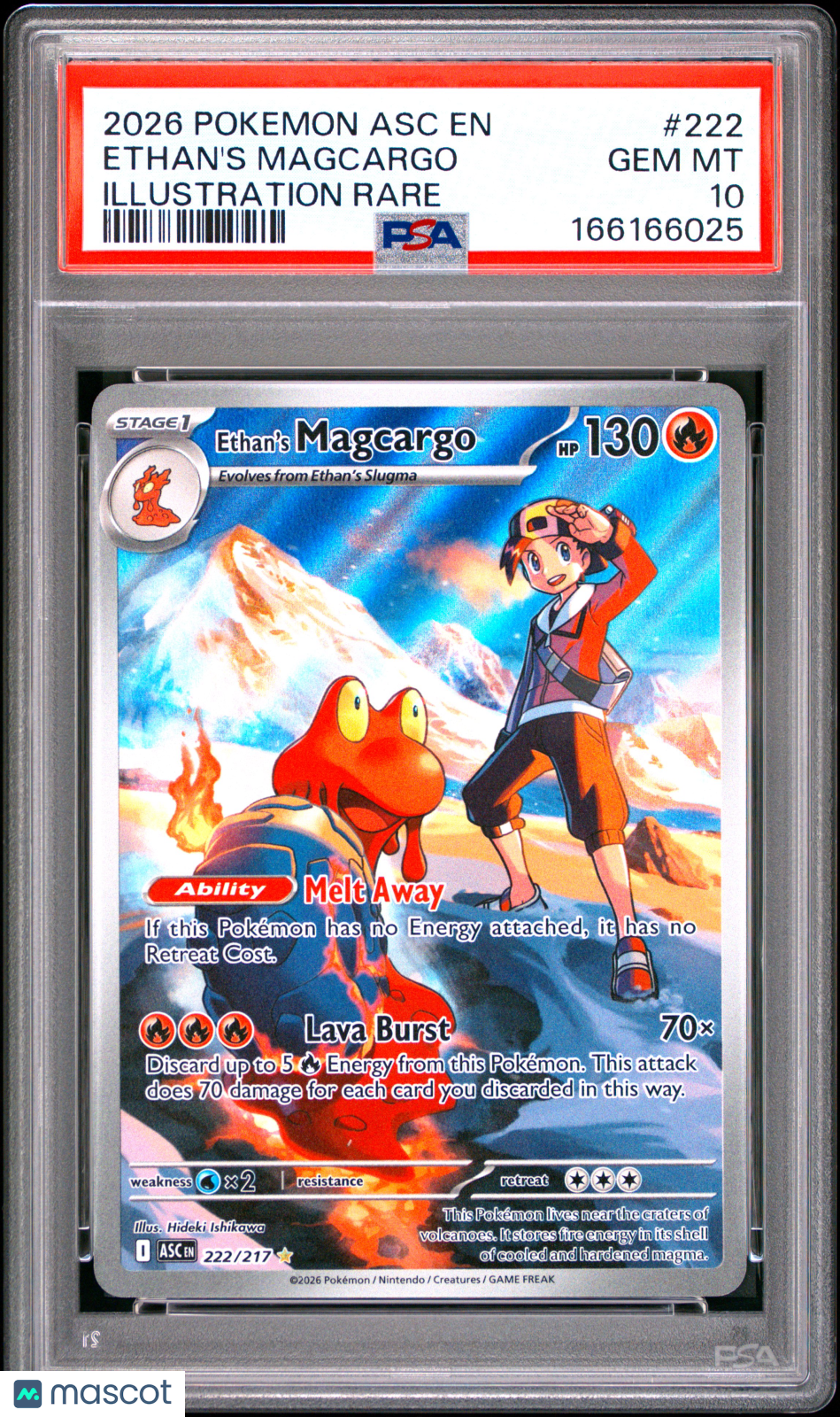 2026 Pokemon Asc EN-Ascended Heroes Ethan's Magcargo #222 Illustration Rare PSA 10