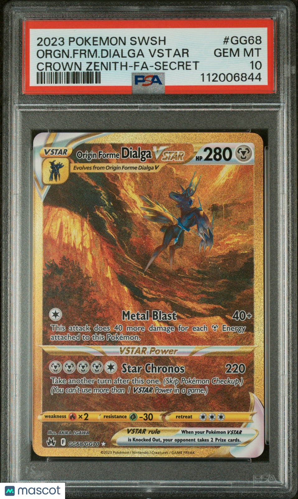 2023 Pokemon Sword And Shield Crown Zenith Orgn. FRM. Dialga VSTAR #GG68 Crown Zenith-Fa-Secret PSA 10