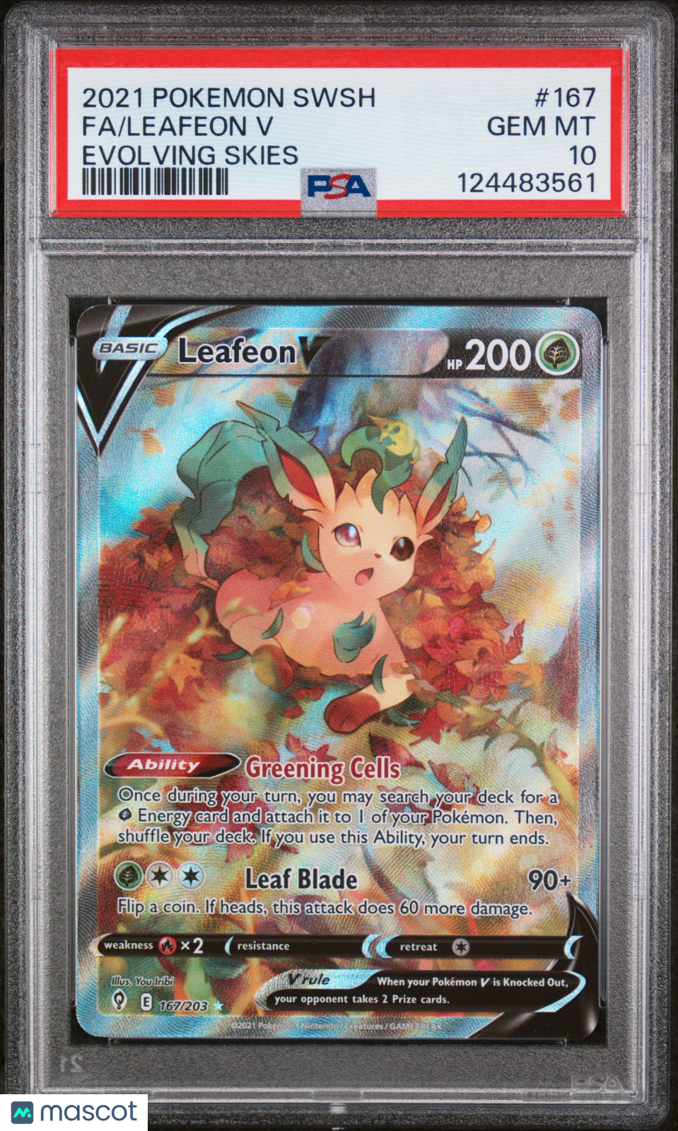 2021 Pokemon Sword & Shield Evolving Skies Leafeon V #167 Fa Evolving Skies PSA 10