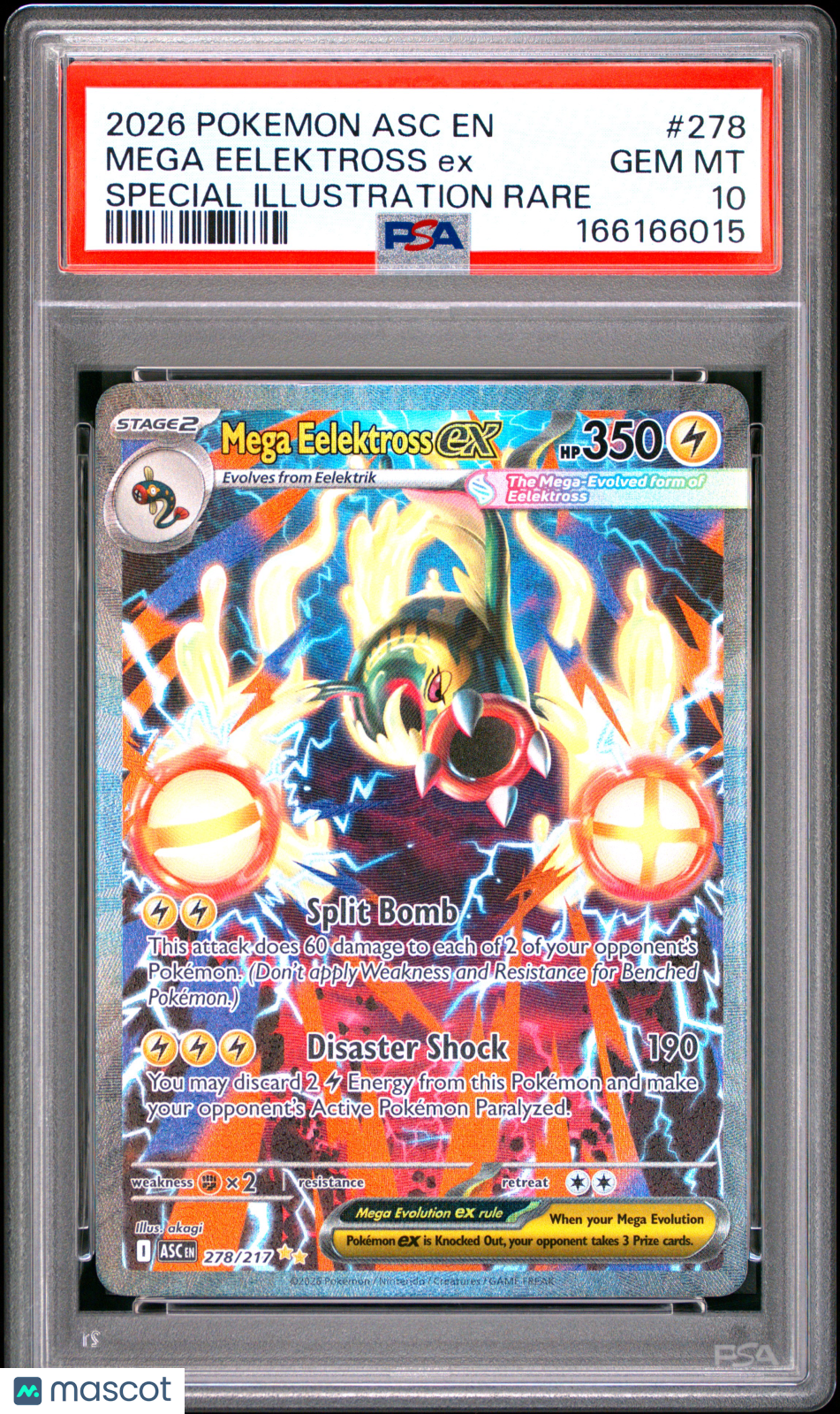 2026 Pokemon Asc EN-Ascended Heroes Mega Eelektross EX #278 Special Illustration Rare PSA 10
