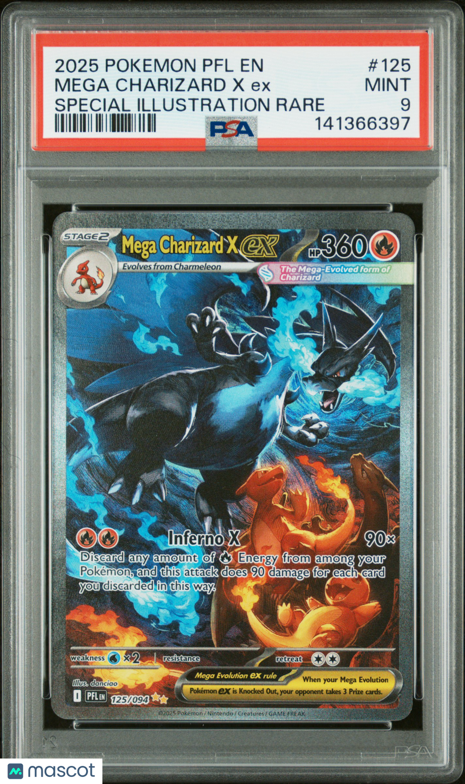2025 Pokemon PFL EN-Phantasmal Flames Mega Charizard X EX SIR PSA 9 #125