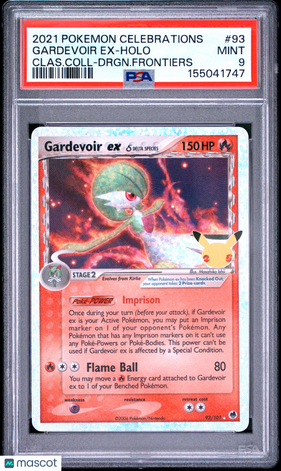 2021 Pokemon Celebrations Classic Collection Gardevoir EX #93 Clas.Coll-Drgn.Frontiers PSA 9