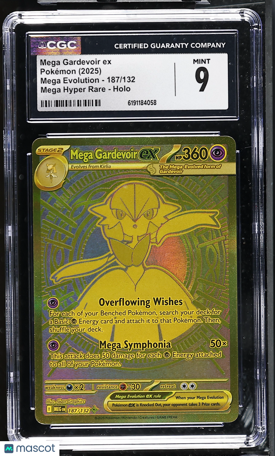 2025 Pokemon Mega Gardevoir ex #187/132 Mega Hyper Rare CGC 9