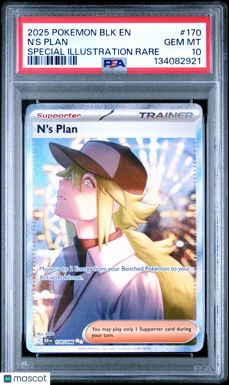 2025 Pokemon BLK EN-Black Bolt N'S Plan #170 Special Illustration Rare PSA 10