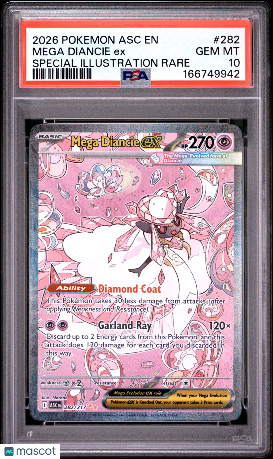 2026 Pokemon Asc EN-Ascended Heroes Mega Diancie EX #282 Special Illustration Rare PSA 10