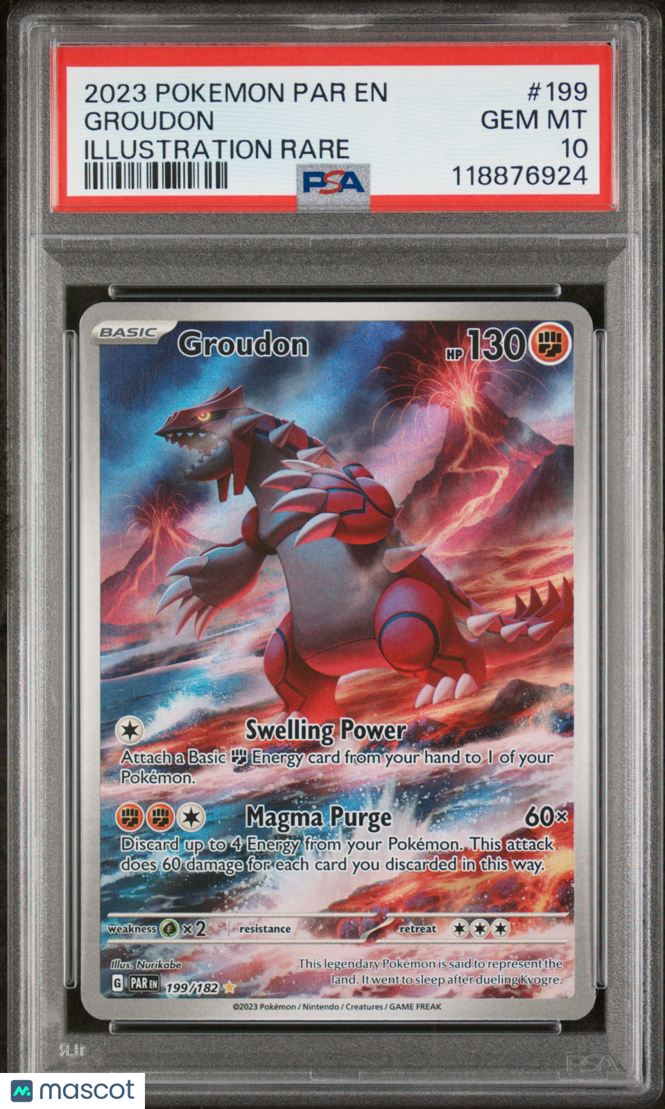 2023 Pokemon Par EN-Paradox Rift Groudon #199 Illustration Rare PSA 10