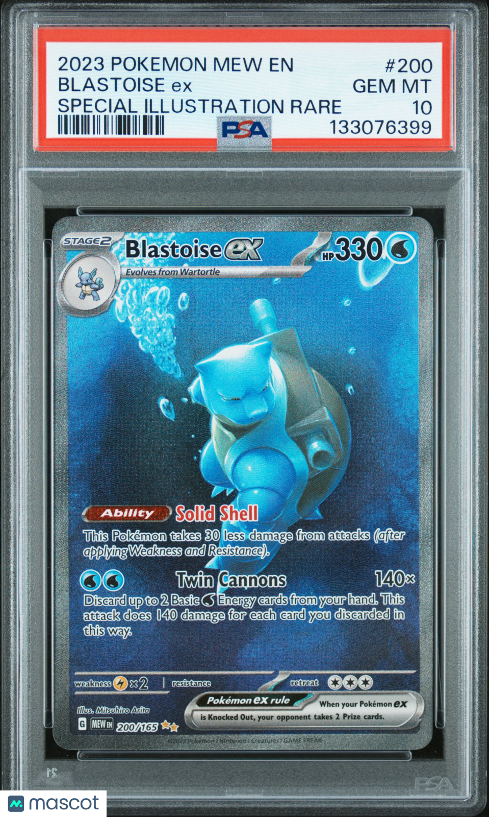 2023 Pokemon Mew EN-151 Blastoise EX #200 Special Illustration Rare PSA 10