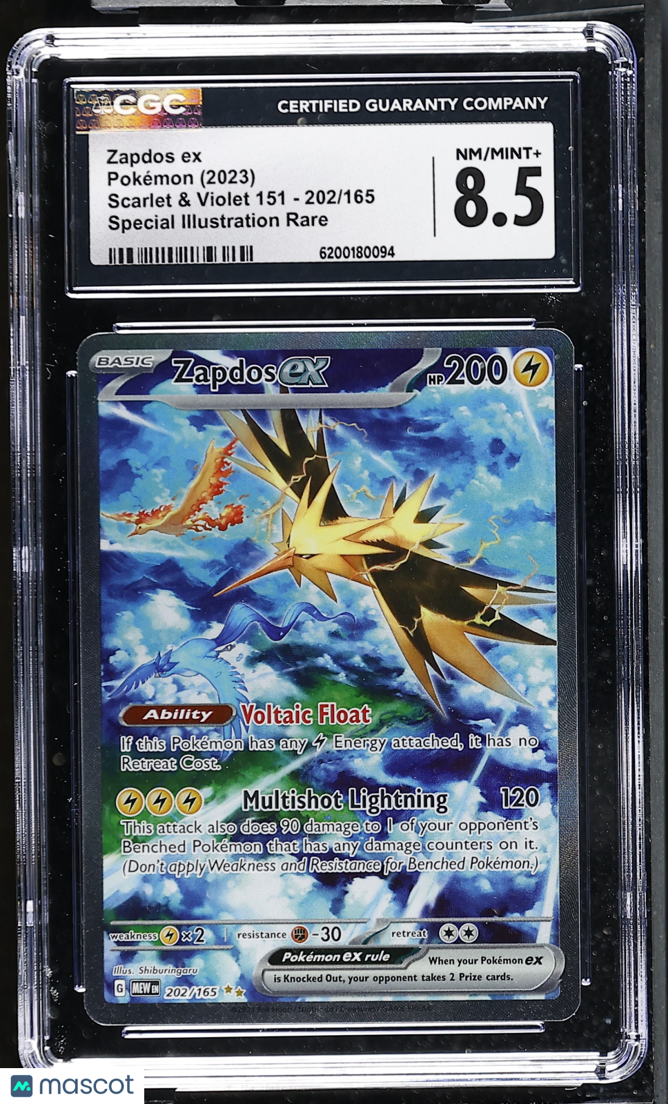 2023 Pokemon Zapdos ex #202/165 Special Illustration Rare CGC 8.5
