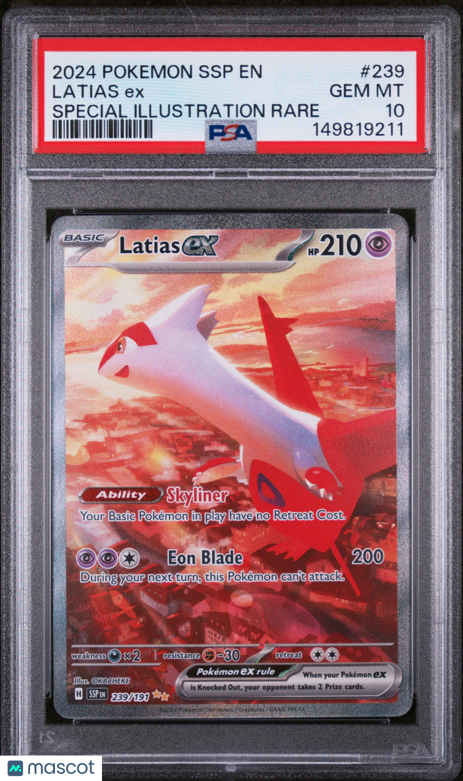 2024 Pokemon SSP EN-Surging Sparks Latias EX #239 Special Illustration Rare PSA 10