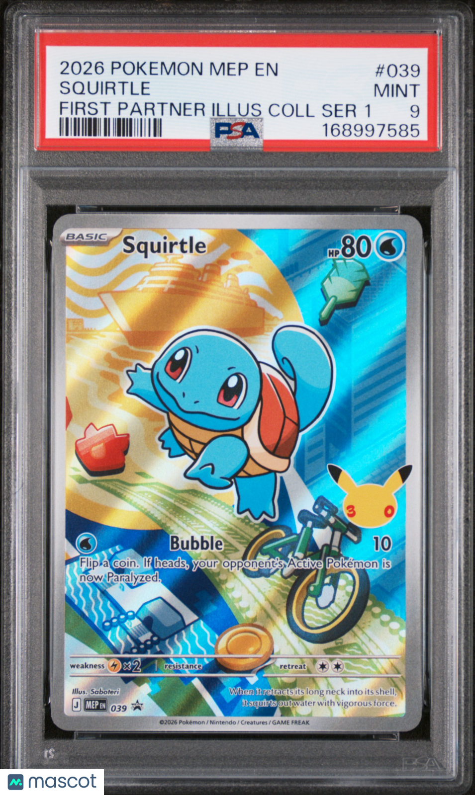 2026 Pokemon Mep EN-Me Black Star Promo Squirtle #039 First Partner Illus Coll Ser 1 PSA 9