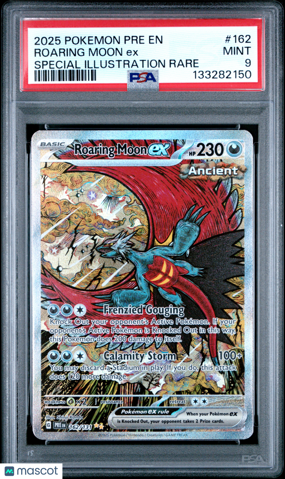 2025 Pokemon Pre EN-Prismatic Evolutions Roaring Moon EX #162 Special Illustration Rare PSA 9