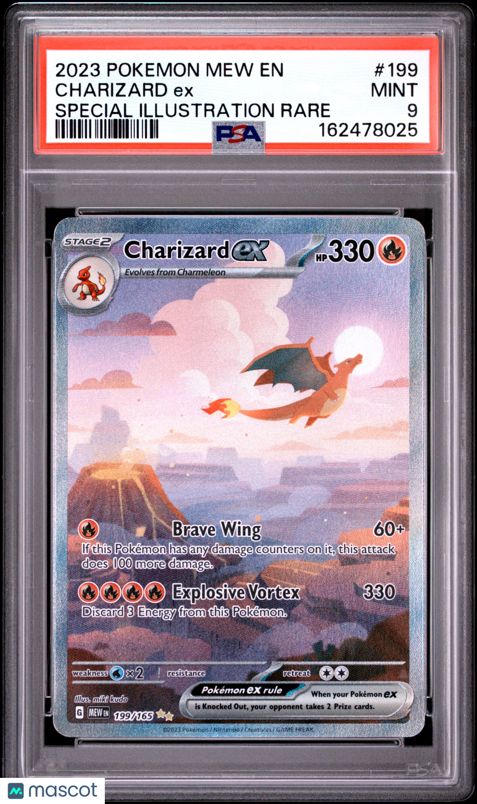 2023 Pokemon Mew EN-151 Charizard EX #199 Special Illustration Rare PSA 9