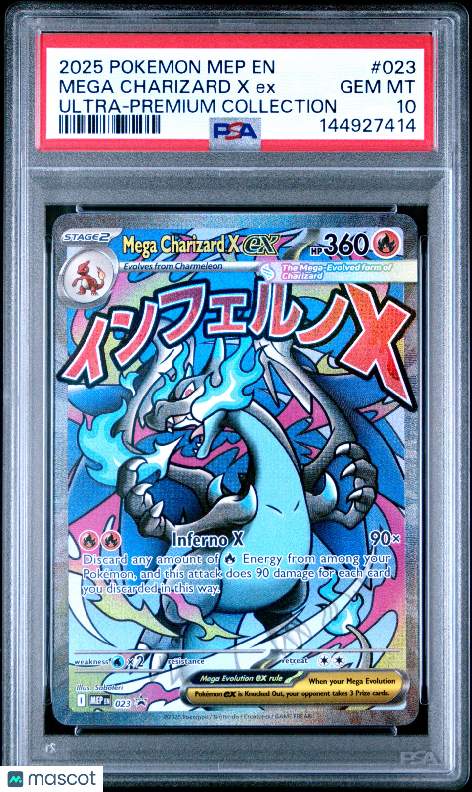 2025 Pokemon Mep EN-Me Black Star Promo Mega Charizard X EX #023 Ultra-Premium Collection PSA 10