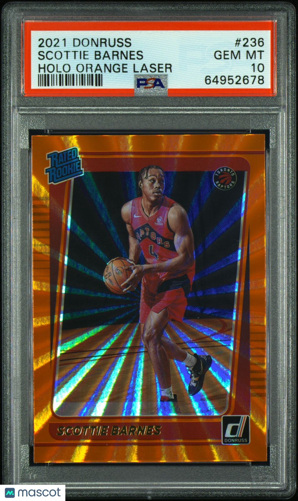 2021 Panini Donruss Scottie Barnes #236 Holo Orange Laser PSA 10
