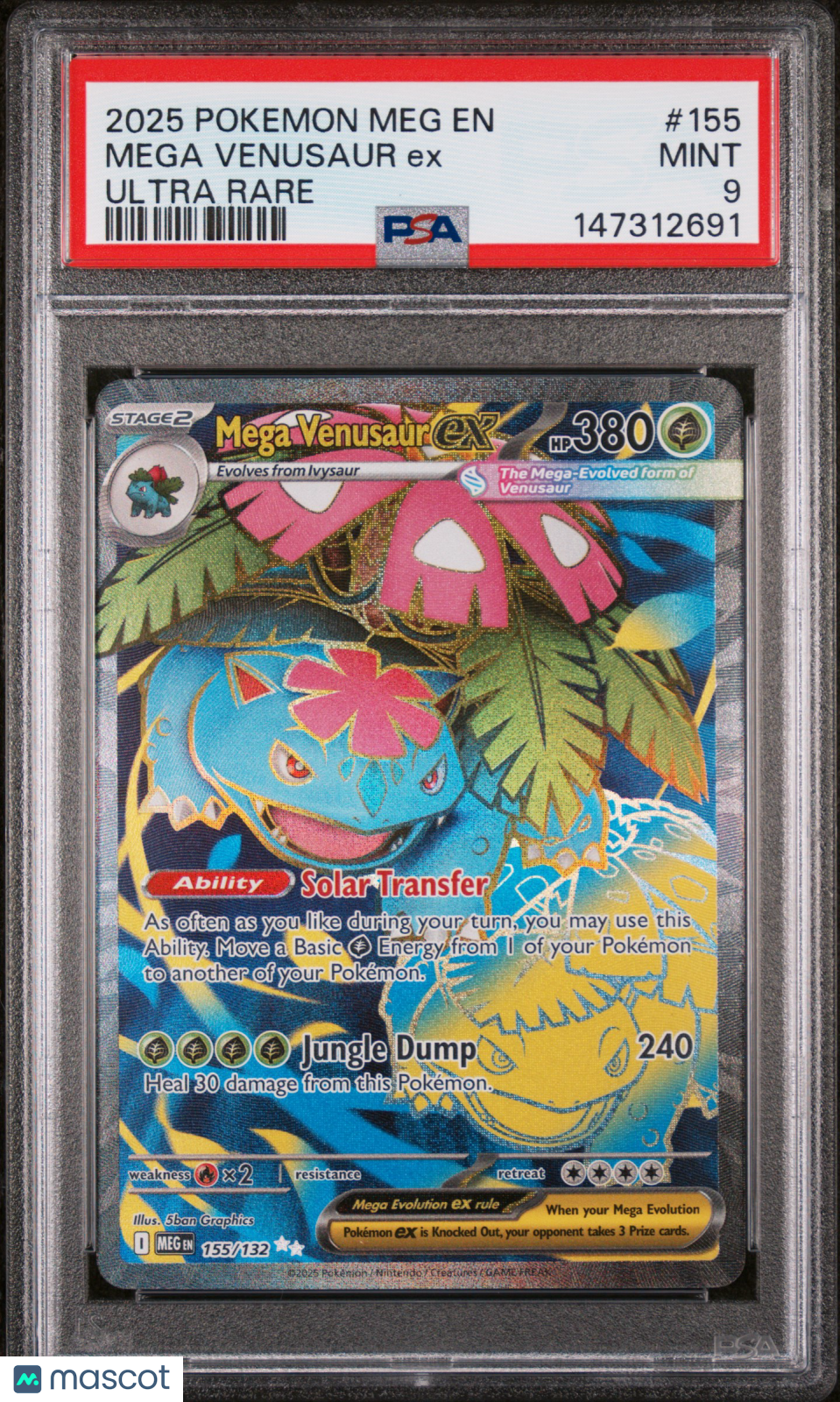 2025 Pokemon Meg EN-Mega Evolution Mega Venusaur EX #155 Ultra Rare PSA 9