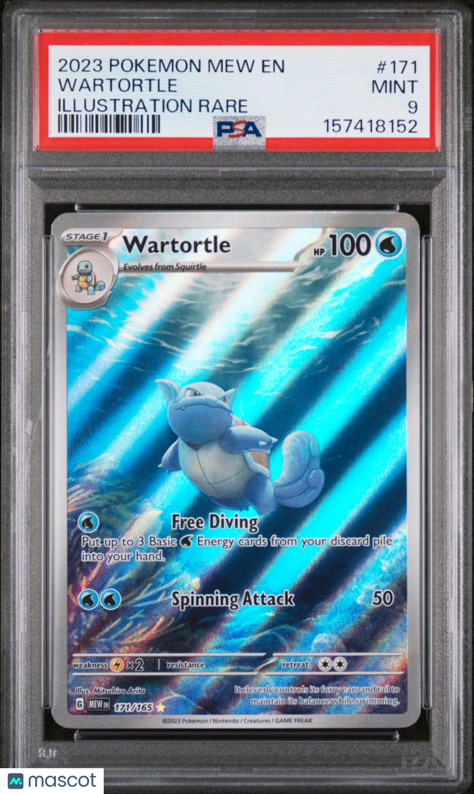 2023 Pokemon Mew EN-151 Wartortle #171 Illustration Rare PSA 9