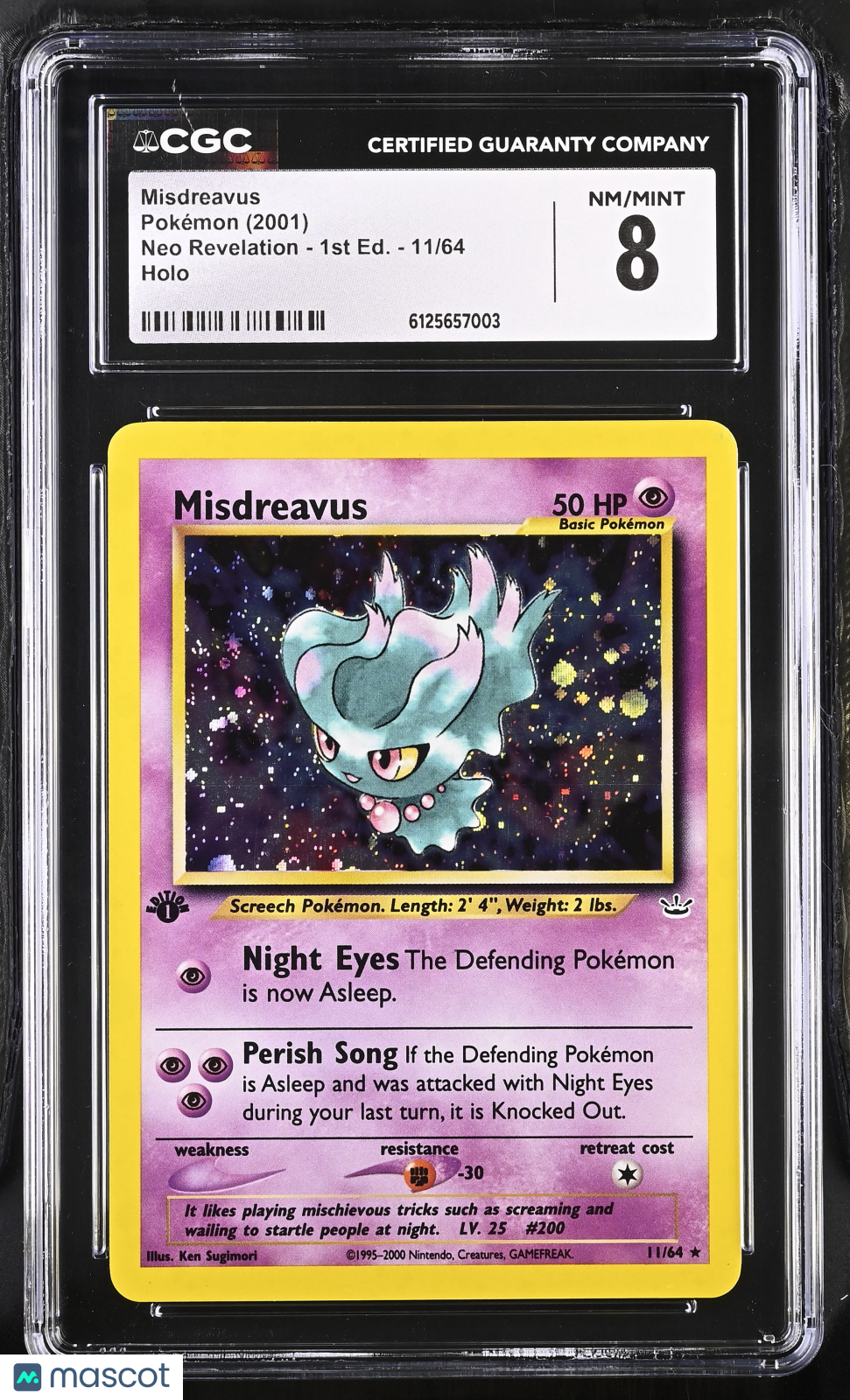 2001 Pokemon Misdreavus #11/64 11/64 1st Edition CGC 8